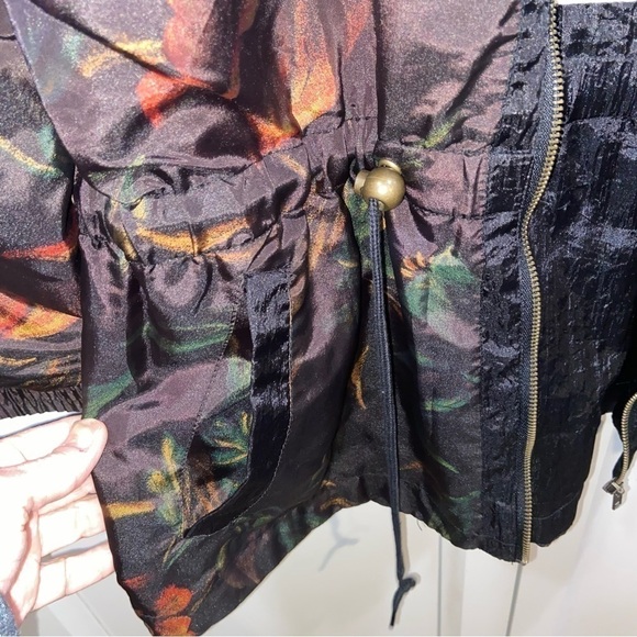 Vintage LAVON Full Zip Jacket Sz MED Black Floral 80s Vibe - Picture 3 of 10